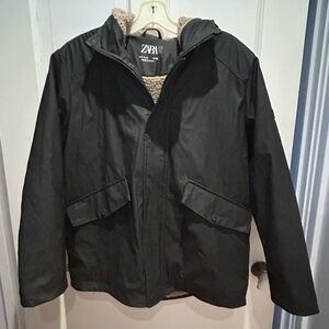 Zara Black Jacket with Sherpa Lining